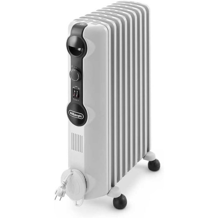 Масляний обігрівач De'Longhi Radia S TRRS0920, 2000 Вт, 9 секцій, з термостатом та захистом від замерзання, білий