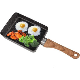 Японська сковорода для омлету Tamagoyaki HERCHR, набір, міні-сковорода з чавуну з дерев'яною ручкою 35,5×13 см, для яєчні, млинців, омлетів
