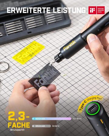 Міні-дрель Fanttik K2 Nano 3.7V з 20 насадками для DIY: для пластику, смоли, ювелірних виробів, алюмінію