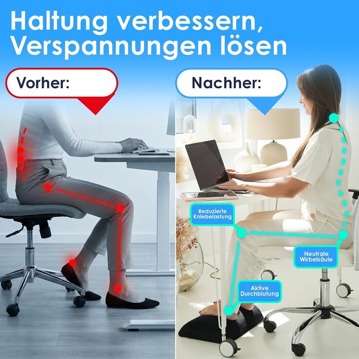 Підставка для ніг під письмовий стіл з обігрівачем та грілкою для ніг, регульована по висоті, ергономічна