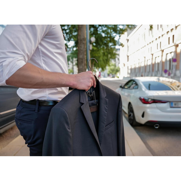 Дерев'яні вішалки для костюмів SUITS VIENNA, 4 шт, рельєфні, 40 см, для піджаків та штанів, жіночі, преміум-клас, масив дерева, нековзкі, делюкс