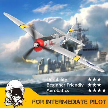 Радіокерований літак Volantexrc P-47 RTF 2.4GHz з гіростабілізацією, USB зарядкою, акумулятором та пультом – для початківців та досвідчених пілотів