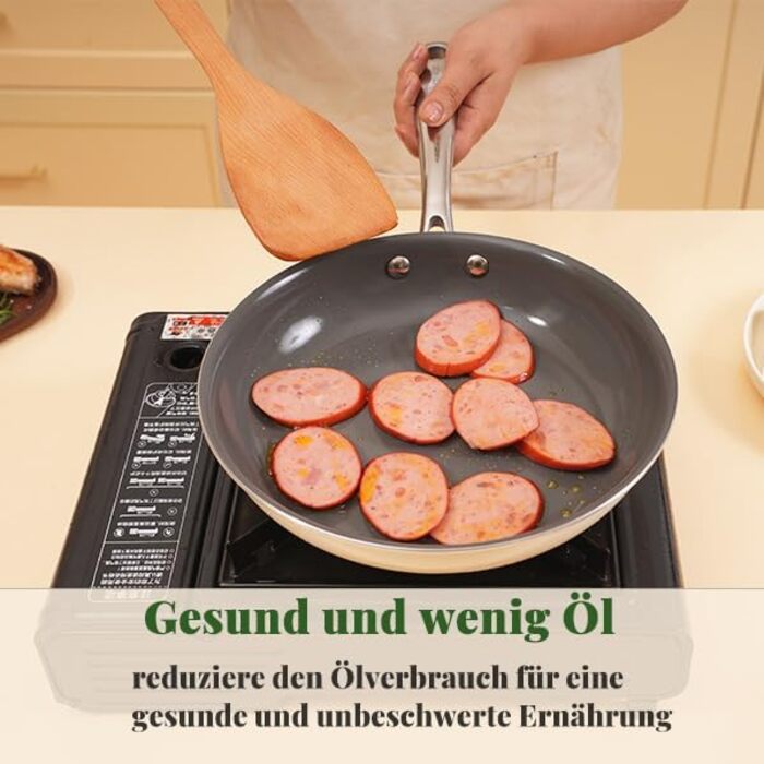 Набір каструль Cookersway, 20/24/28 см, з антипригарним покриттям з кераміки, для плити та духовки, безпечний для здоров'я (без PTFE, PFOA, PFAs), сірий колір