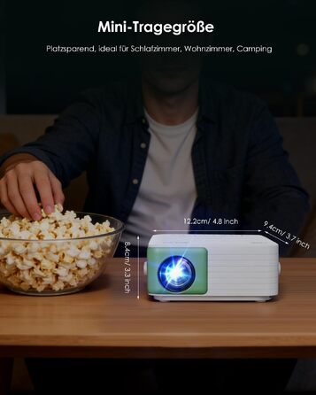 YOTON Mini Beamer 1080P: Портативний проектор для дому, спальні, HDMI/USB/PS5/ТВ-стік, чорний (зелений)