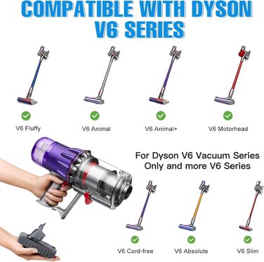 Акумулятор для пилососа Dyson V6 (DC58, DC59, DC61, DC62, DC72, DC74 Animal) + 2 фільтри, Сірий 6.0