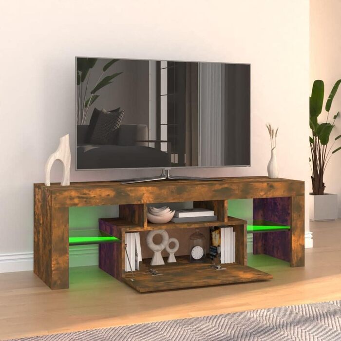 Bussandri Exclusive ТВ-тумба з LED підсвіткою, димчастий дуб, 120x35x40 см
