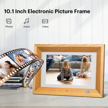 Цифровий фоторамка Kodak 10.1 дюймів з IPS-екраном, підтримкою USB/SD, відтворення фото/музики/відео, календарем та будильником, з пультом дистанційного керування (чорний)