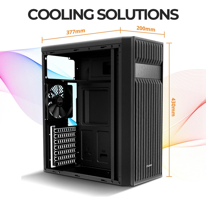 Корпус для ПК Zalman T6 ATX Midi-Tower, чорний, ігровий, з попередньо встановленим 120-мм вентилятором, добрий повітряний потік