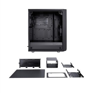 Корпус для комп'ютера Fractal Design Meshify C, компактний, з високою вентиляцією, 2 вентилятори, скляна панель, USB 3.0, чорний