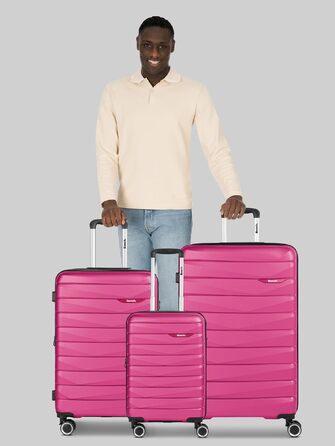 Набір валіз для подорожей Bench Paris, 3 предмети, поліпропілен, Arctic-pink — дорожні тролеї з TSA-замком та 4 подвійними колесами