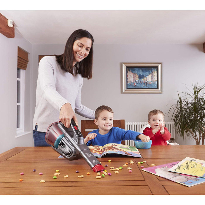 Пилосос ручний акумуляторний BLACK+DECKER Lithium Dustbuster BHHV315J, 12 В, 20 AW, циклонний, безмішковий, з висувною щілинною насадкою, титан/червоний, 500 мл