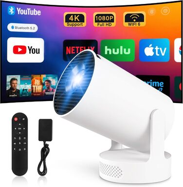 Портативний міні проєктор 4K HY300ultra з Wi-Fi 6, Android 11 та підтримкою HDMI для телефону/ПК/ноутбука/Stick. Full HD 1080P, вбудований динамік