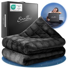 Обтяжуюча ковдра Samthus 135x200 см, 9 кг, фліс Sherpa, сертифікат Oeko-Tex, чорна