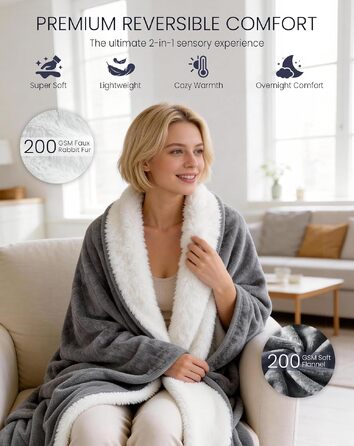 Електрична грілка-ковдра anysun 200x180 см з таймером від 1 до 10 годин