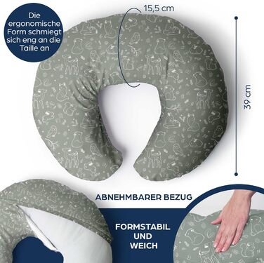 Подушка для вагітних Niimo XXL, подушка для годування - подушка для сну на боці з бавовняним чохлом, зручна подушка для дорослих, подушка для підтримки, (200 см x 70 см), (Sage Green Forest, подушка для годування)