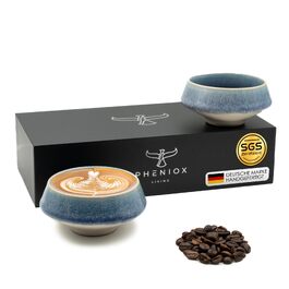 Набір чашок для капучино та лате-арт Pheniox Barista, порцелянові, 2 шт по 180 мл, темно-сині