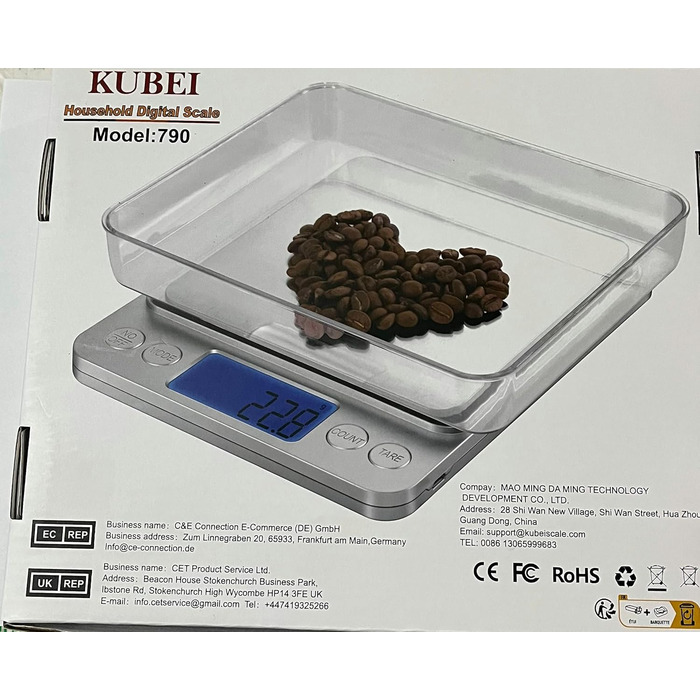 Цифрова кухонна вага KUBEI 5кг/0,1г, велика нержавіюча платформа, USB-заряджання, високоточна побутова вага, таймер вимкнення