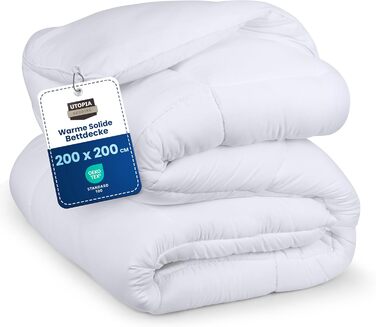 Ковдра постільна Utopia Bedding 200x200 см, стегане пухове покривало з наповнювачем з поліестеру 350 GSM (біле)
