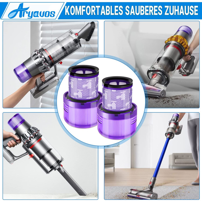 Набір із 2 змінних миючих фільтрів Aryavos для пилососа Dyson V11/V15/SV14 Cyclone Animal Absolute, сумісні з DY-970013-02, для ретельного очищення