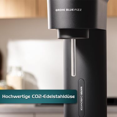 Сифон для газування води GROHE Blue Fizz Starter Set, чорний, 3 рівні газування, пляшка 0.85л (без балона CO2), арт. 31943K00
