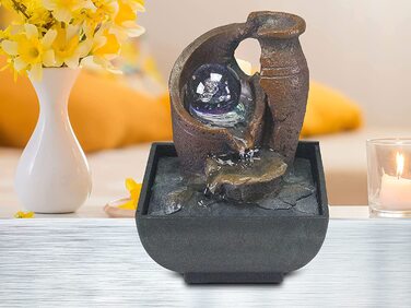 Декоративний кімнатний фонтан BEPER Amphora з підсвіткою, чорний, смола, компактний