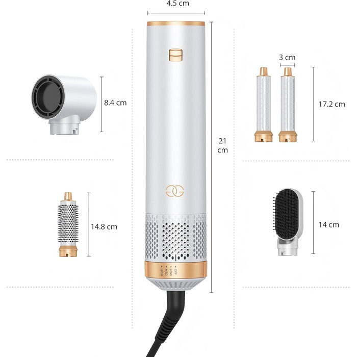 Airstyler 5-в-1: Професійний набір для укладки волосся з гарячою щіткою, феном з іонізацією, автоматичним завивачем для локонів та об'єму