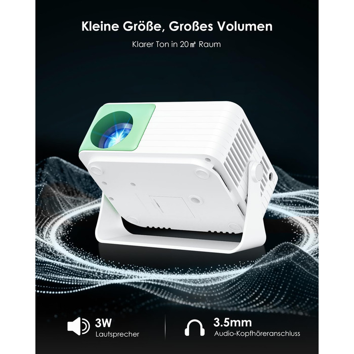 YOTON Mini Beamer 1080P: Портативний проектор для дому, спальні, HDMI/USB/PS5/ТВ-стік, чорний (зелений)