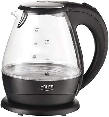 Електричний чайник Adler AD 1224, 1.7 л, чорний/прозорий, 2200 Вт