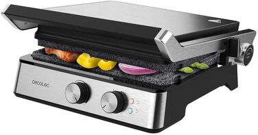 Електричний гриль Cecotec Rock'nGrill Dual 2000 Вт з незалежним регулюванням температури, знімні антипригарні пластини, відкривання на 180º (2400 Вт | Blaze)