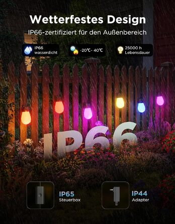 Гірлянда світлодіодна вулична Govee RGBICW 15м, IP66, з керуванням через додаток, 111 режимів, сумісна з Alexa та Google Assistant