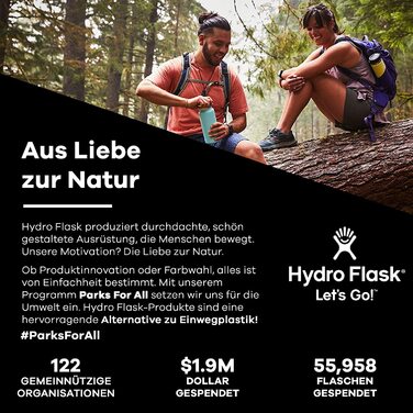 Термобутилка HYDRO FLASK 621 мл із нержавіючої сталі, ізольована спортивна пляшка з герметичною кришкою Flex, індиго, підходить для посудомийної машини, вузька горловина