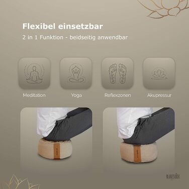Подушка для йоги та медитації Glanzstück Berlin Health Collection, двостороння, з екологічного лляного міксу, наповнювач гречане лушпиння, 32x15 см, регульована висота