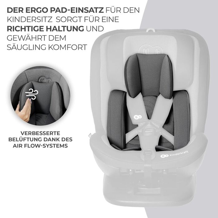 Дитяче автокрісло Kinderkraft XPEDITION2 I-Size 0-36 кг, 360°, Isofix, сіро-гранітне, регульована спинка та підголівник