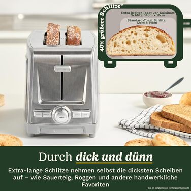 Тостер Cuisinart Core Collection на 2 тости | Для хліба Artisan | Режим для бейглів | Підйом тостів Quickview™ | Функція розморожування та підсмажування однієї скибки | Нержавіюча сталь