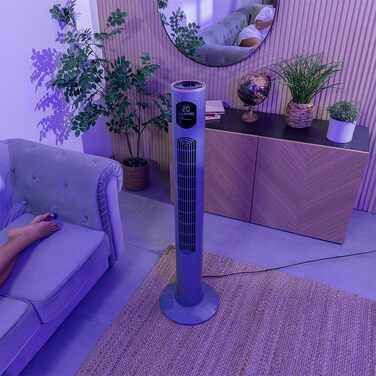 Вентилятор вежа Cecotec EnergySilence 9090 Skyline Ionic 119 см, 45 Вт, з іонізатором, LED сенсорним екраном, пультом ДУ, 3 режими, таймер 12 год, коливання 70°, сірий
