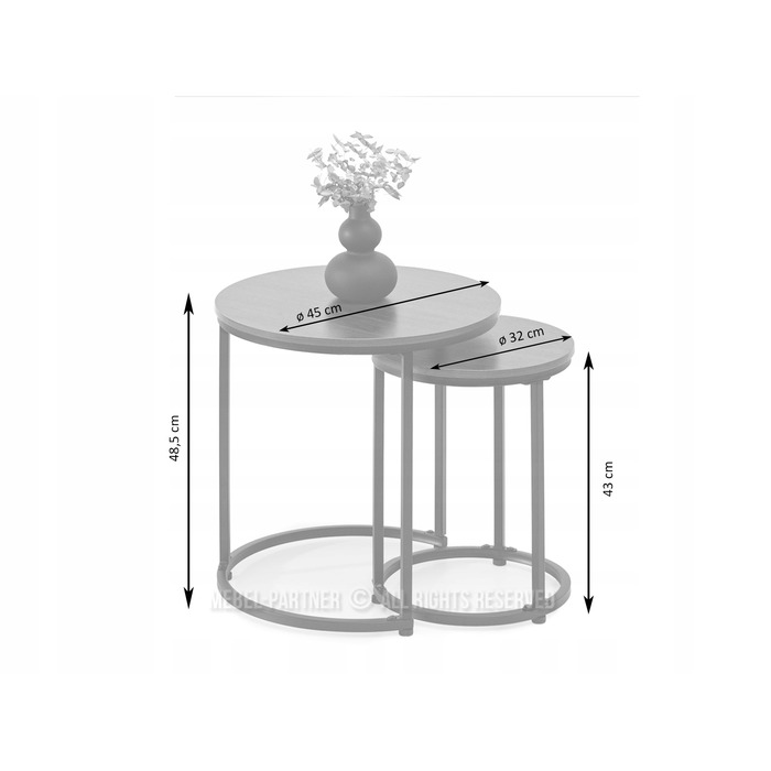Журнальний стіл Mebel-Partner круглий, 45 x 45 x 48,5 см, чорне дерево, чорний