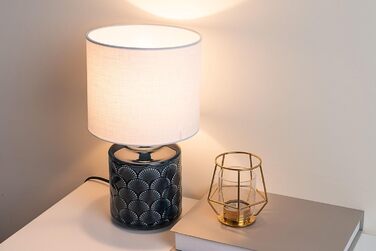 Настільна лампа Pauleen Glowing Midnight, кераміка/тканина, E14, 20Вт, синьо-біла, 230В, без лампи