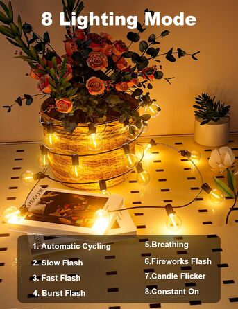 Сонячна гірлянда LED для вулиці 17.1м, 8 режимів, акумулятор 3600mAh, IP44, для саду, балкону, вечірок