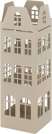 Підставка для парасольок Baroni Home, металева, сучасний дизайн, квадратна кришка, 2 гачки, 4 ніжки, знімний резервуар для води, 15,5x15x49 см, кольору тауп