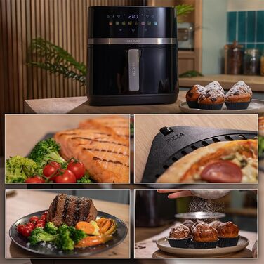 Аерофритюрниця Cecotec Cecofry & Grill Duoheat 4000 без олії, 8л, 1900Вт, з рухомою перегородкою та грилем, чорна