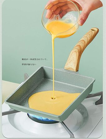 Японська сковорода для омлету Tamagoyaki MIHUNTER, квадратна антипригарна, 20x15 см, із силіконовим шпателем та пензлем, PFOA-вільна, для приготування яєць та омлетів