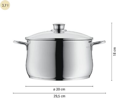 Каструля WMF Diadem Plus для індукційних плит 20 см, 3.7 л, зі сталі, підходить для посудомийки