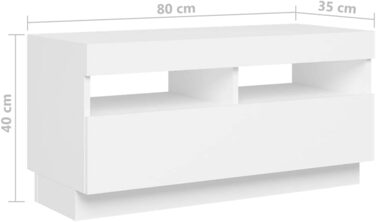 Тумба під телевізор vidaXL з LED підсвіткою, біла, 180x35x40 см, сучасна ТВ-тумба, комод для вітальні