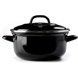 BK Indigo Каструля емальована з кришкою, 20 см, 2,5 л, керамічне антипригарне покриття без PFAS, для індукції, духовки та посудомийної машини, чорна
