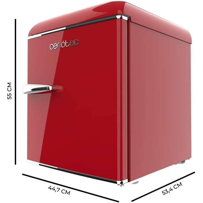 Міні-холодильник Cecotec Bolero CoolMarket TT Origin 45L, ретро, червоний, з морозильною камерою, клас енергоефективності E, 55 см, 44,7 см