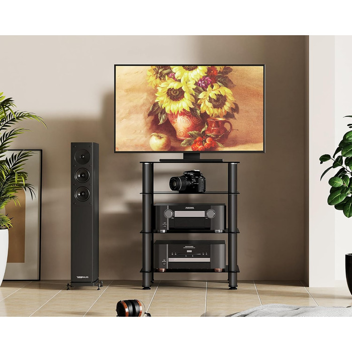 Тумба для ТВ та Hi-Fi FITUEYES, скло і алюміній, 600x455x762 мм