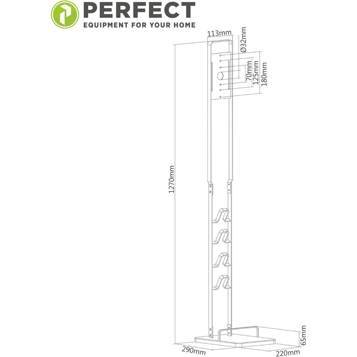 Підставка для пилососа PERFECT EQUIPMENT PHD-D220B, алюмінієва, чорна