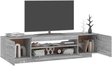 TV тумба vidaXL з LED-підсвіткою, сіра, Sonoma, 160x35x40 см, меблі для вітальні, телевізійний стіл, HiFi-шкаф