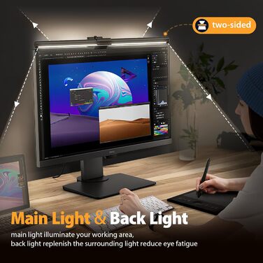 LED лампа для монітора з USB, сенсорне керування, захист від синього світла, регулювання яскравості та кольорової температури