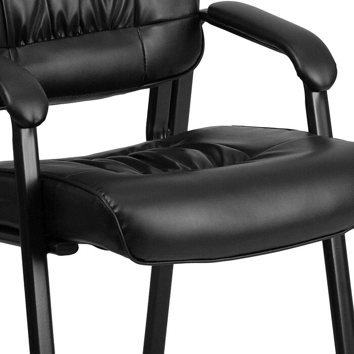 Крісло-табурет Haeger Flash Furniture з шкіри, з порошковим покриттям каркасу кольору титанового сірого, чорне